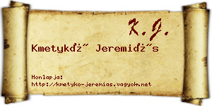 Kmetykó Jeremiás névjegykártya